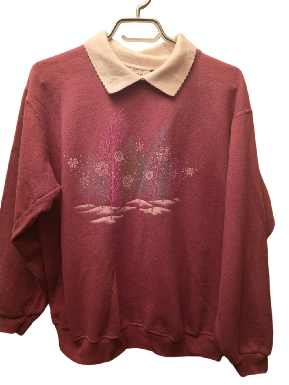 Vintage 90s Morning Sun Christmas Sweatshirt Winter Snowflake Collar XL